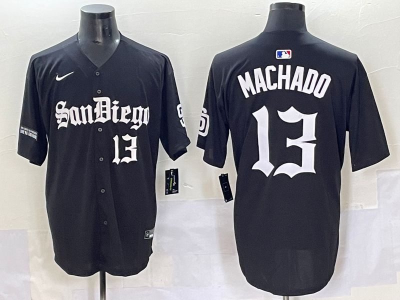 Men 2025 San Diego Padres #13 Machado Black Five generations Joint Name Nike MLB Jersey style 8->san diego padres->MLB Jersey
